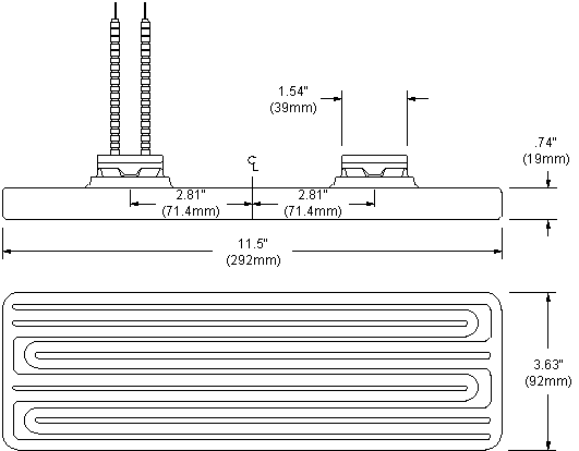 Drawing of LTE Ceramic Infrared Heater