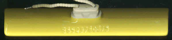 Back of Ceramic Heater with Yellow Temperature Indicating Glaze